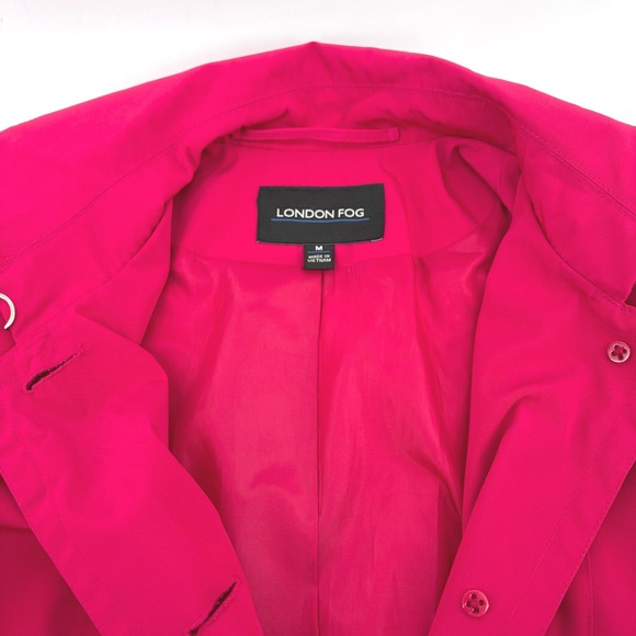 London Fog Magenta Lightweight Trench Coat Collared Jacket Women M - Picture 2 of 10